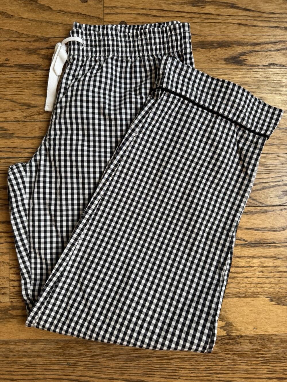 GAP Love Women’s Checkered Pajama Pants XS Drawstring Black White Gingham